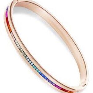 Rare Rose Gold Rainbow Swarovski Crystal Bangle - Women Jewelry